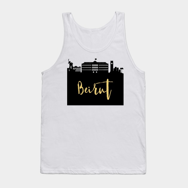 BEIRUT LEBANON DESIGNER SILHOUETTE SKYLINE ART Tank Top by deificusArt